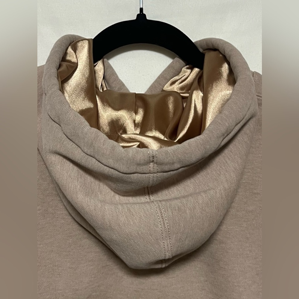 Jordan Flight Satin Lined Oversized Hoodie Gold Accents Cotton Boxy Comfy Cozy - Picture 9 of 12